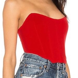 HOURS Red Boned Lined Bustier Corset Back Zipper Size S